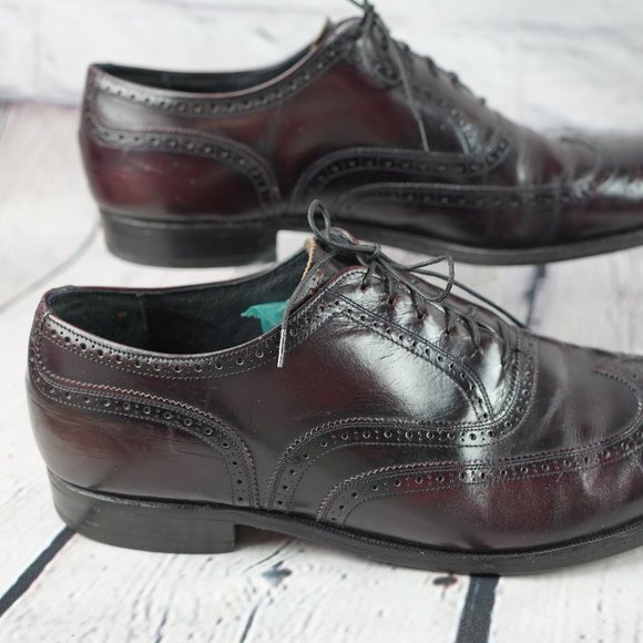 French Shriner Sterling Leather 11D Wingtip Brogues Oxford Mens Dress Burgandy main image 7